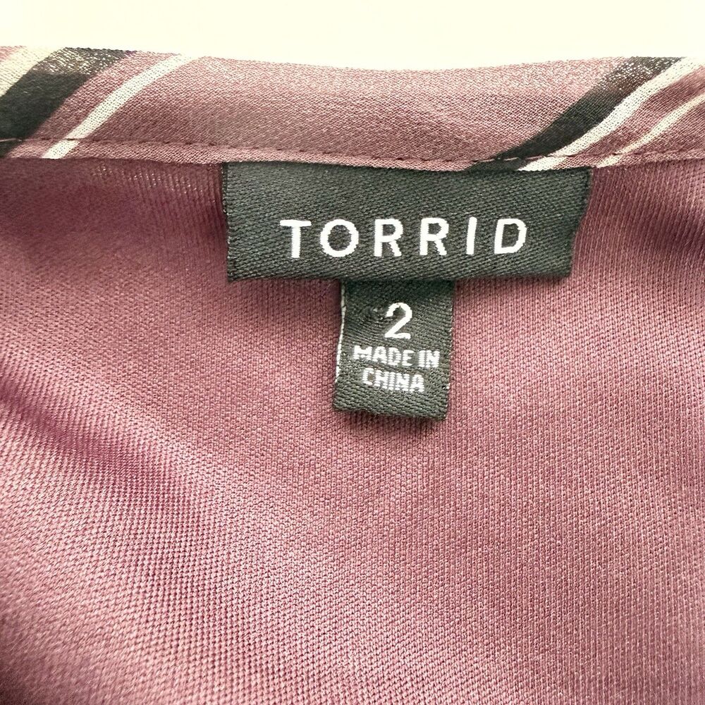 Torrid Mauve Purple Stripe Chiffon Midi Dress Pockets  Size 2X - Picture 6 of 10